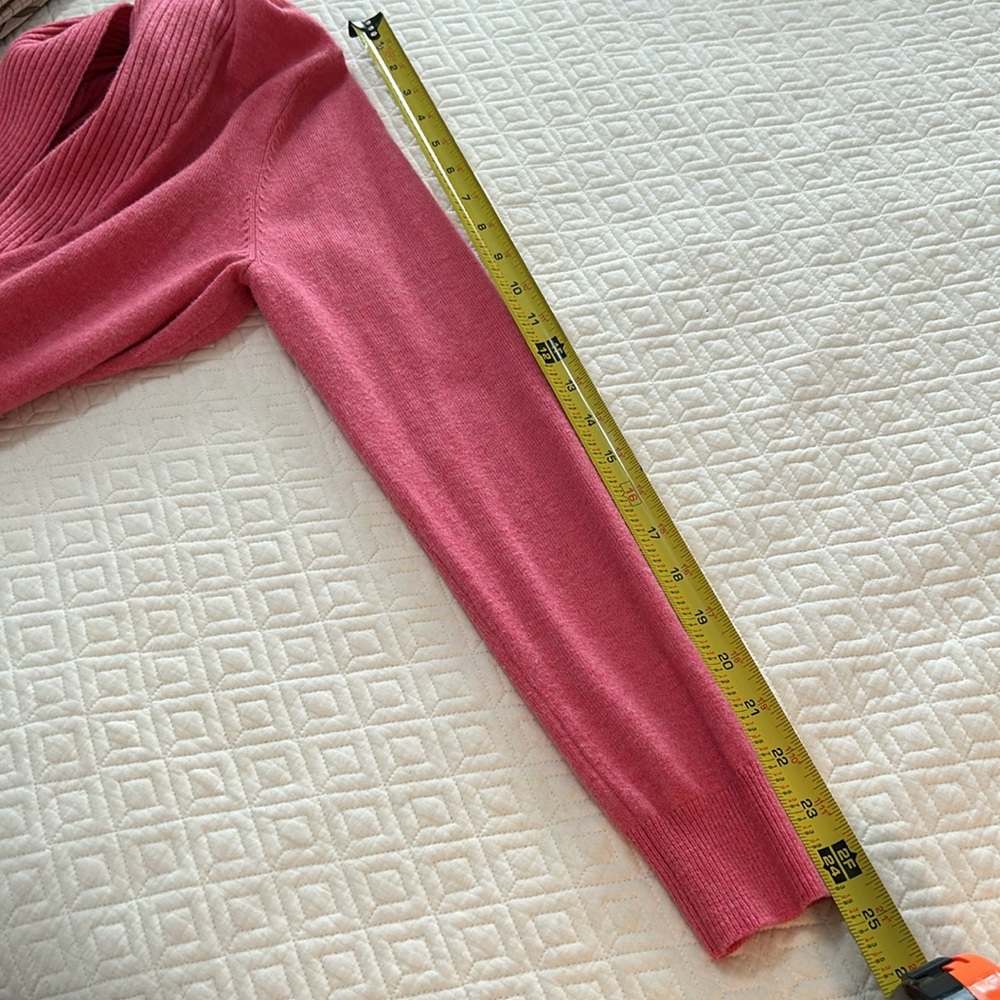 J. Peterman pink open front merino wool blend cardigan S - Picture 7 of 8
